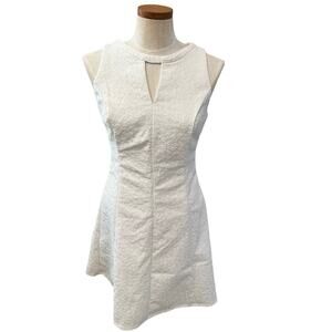 White House Black Market WHBM Fit and Flare Jacquard Dress White 4
